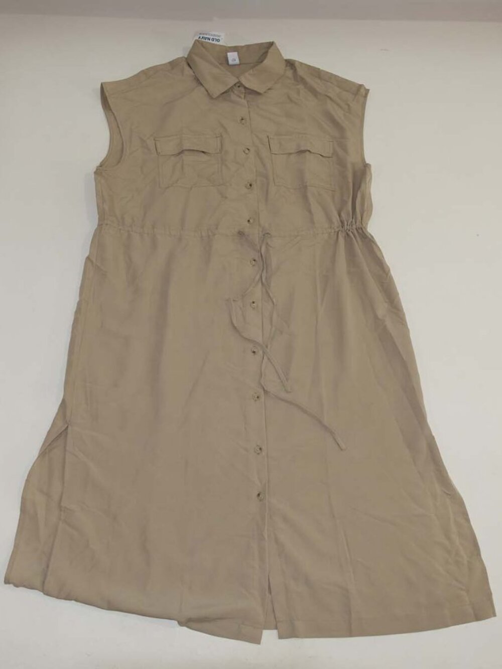 Old Navy Waist-Defined Utility Midi Shirt Dress Petite Large Mocha Taffy NWT PL